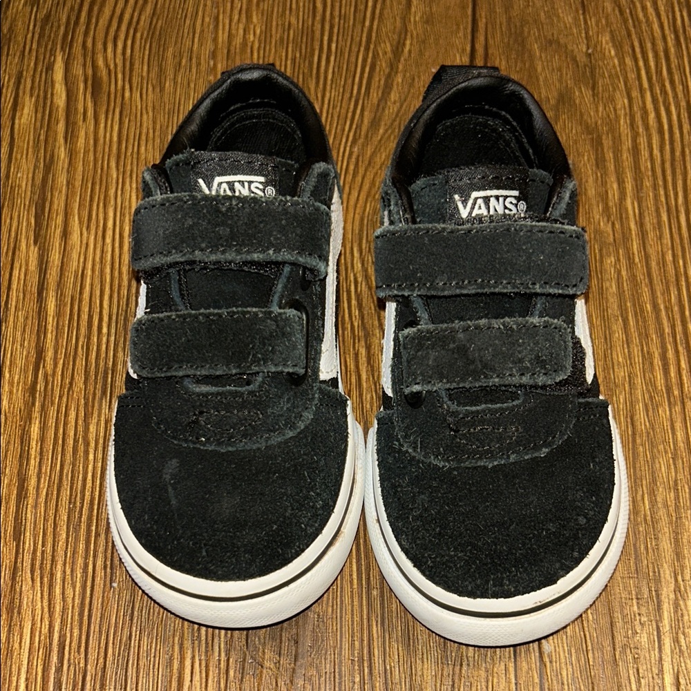 Vans Kids Black and White Velcro Sneakers